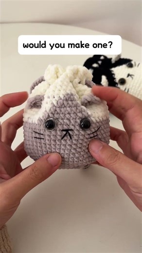 Crocheted a Cat Drawstring Bag 🐱