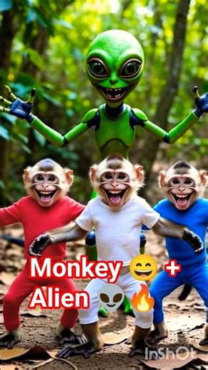 Monkey’s & Alien Dance 😂|#Shorts#short#monkey #alien#ai#shortsfeed#ytshorts#funny#viralvideo#comedy