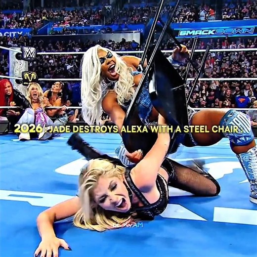 THEN: Rhea Destroys Liv With a Steel Chair 🥵 NOW: Jade Attacks Alexa With a Steel Chair #wwe #shorts