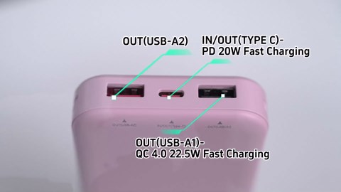 citicr Portable Charger 10000mAh PD20W w/Built-in Cables & Wall Plug Purple | Fast charging, Built-in wall plug, LED display, Charge 5 devices at once, Pass through charging, TSA approved, Pocket size