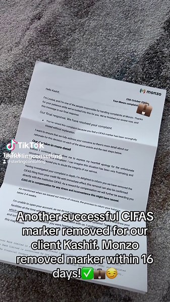 Cifas marker removal for monzo, marker removed within 16 days, some of our old client work. Will poet more upto date✅ #credit #finance #cifas #cifasmarkerremoval #cifasremover #law #legaldispute #consultant #solicitor #consultant #accountant