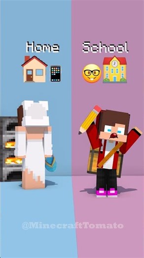 JJ Home gaming or School rush 💀🤪 - MAIZEN Minecraft Animation #shorts