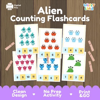 Alien Counting Clip Cards 1-20 | Space Math Center | Preschool Monster Activity