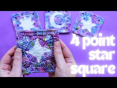 four-pointed star crochet granny square (to match my sun and moon squares)