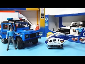 Police Cars : Assembling & Unboxing Police Car, Ambulance, helicopter bruder Vehicles toys