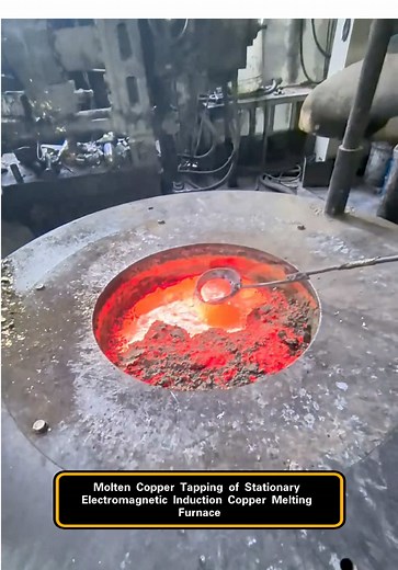 Electromagnetic Induction Copper Melting Furnace - Molten Copper Tapping #induction #furnace #copper