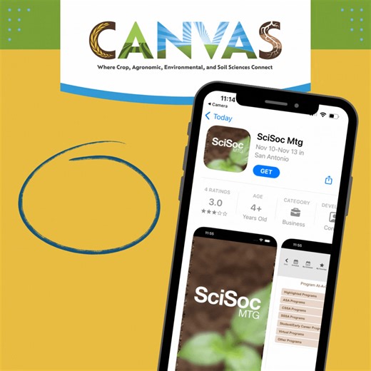 Are you joining us in Salt Lake for #CANVAS25? (of course you are!!) Then you'll need to download the event app to make the most of your experience, stay abreast of notices, communicate with peers, save your agenda, and this is where your attendee needs are available. It's quick, easy, and invaluable: https://ow.ly/pcj150Xgqih #EventApp #AgScience #SoilScience #CropScience #ScienceCommunity #EventTips | ASA, CSSA, and SSSA