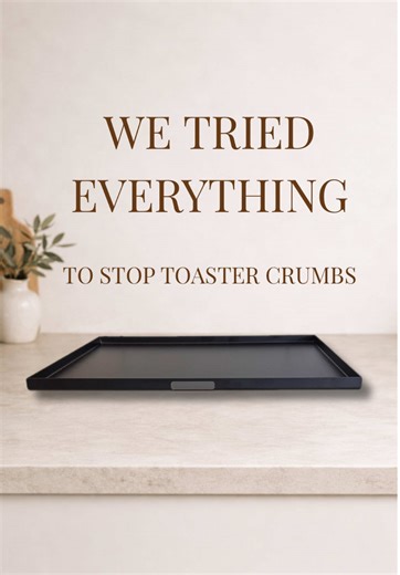 We tried everything to deal with toaster crumbs. A towel. A cookie sheet. Surely someone had made something for this… right? Turns out they hadn’t. So we made one. The Toaster Coaster™ — a better place for your toaster. #kitchenfinds #kitchenhack #homeproducts #smallbusinessbuild #toastercoaster