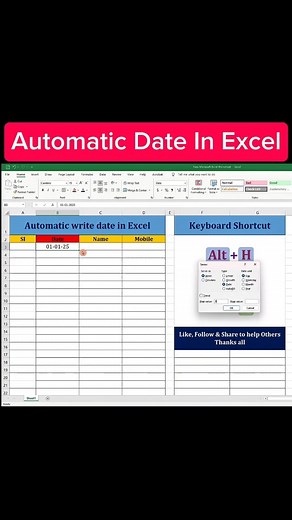 Auto Date in Excel⁉️ #BMW#TIPS #date #writing #Excel #learning | Heron Sarkar | Facebook