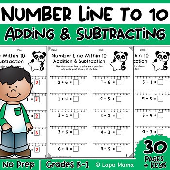 Back To School Number Line Addition & Subtraction Within 10 | K-1 Math Worksheet