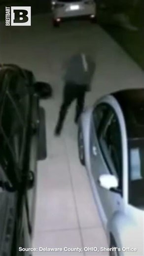 Easily Spooked! Man Prowling Around Vehicle Gets Startled by Light, Scurries Away