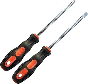 Screwdriver Set, Bi-material, Phillips and Flat Head 1/4 Keystone, Magnetized CRV Steel Tips, Ergo Grip Handle, 2 Piece