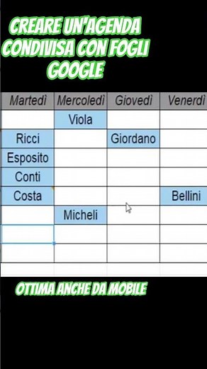 Creare un'agenda condivisa con Fogli Google