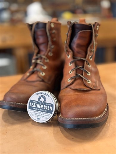 One of the questions we get most often is: “How do I take care of my leather?”For a long time, the go-to answer was some kind of leather oil—but now we’ve got something better.Our Texas Heritage Leather Balm is a rich blend of Wagyu Tallow, Beeswax, and Cold-Pressed Sunflower Oil—each ingredient 100% grown and made in the USA. It hydrates, restores, and protects without over-softening or leaving your gear greasy.My pair of @nickshandmadeboots were getting scuffed up and dried out and needed some