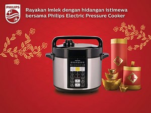 Imlek datang sebentar lagi, butuh ide hidangan untuk keluarga besar di rumah yang serba istimewa dalam waktu singkat? Yuk coba memasak menggunakan Philips Electric Pressure Cooker di rumah. Philips Electric Pressure Cooker memiliki berbagai program memasak untuk melunakan bahan makanan dengan cepat, mengukus, menumis, dan merebus bahkan membuat kue. Cocok untuk hidangan seperti sup, aneka daging hingga seafood. Hanya dengan satu tombol, Philips Electric Pressure Cooker memasak dalam waktu singka
