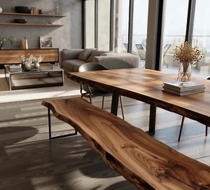 Handmade Walnut Live Edge Dining Table: Rustic Solid Wood Furniture - Etsy