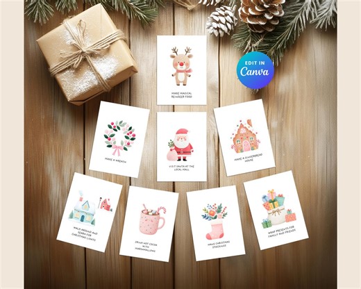 36 Editable Christmas Advent Activity Cards: Printable Christmas Bucket List (canva, Instant Download, PDF) - Etsy