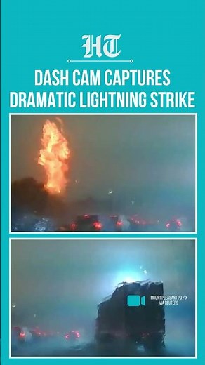 Dash Cam Captures Stunning Lightning Strike in South Carolina, Shocking Local Drivers | #shorts