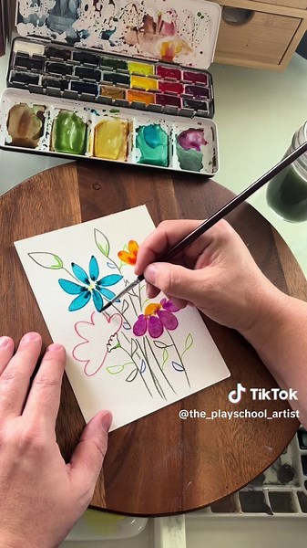 Watercolor Pencils Flower Tutorial — Easy Mixed Media Painting