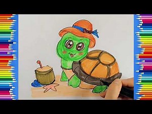 How to Draw a Cartoon Turtle with Accessories | Drawing Tutorial