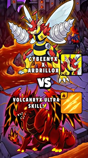 Merged Cybeenyx Ardrillox vs Volcanryx Ultra Battle✨|| in dynamons world #dynamonsworld #ytshorts