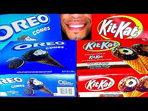 ASMR OREO VS KIT KAT ICE CREAM CONES CHALLENGE MUKBANG BATTLE CANDY EATING SOUNDS