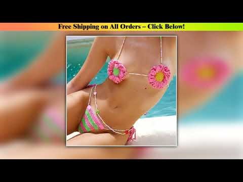Handmade Crochet Sexy Bikini Set Floral Ladys Swimsuit Beach Micro Bikinis Ties Bathing Suits Thong