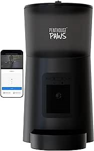 Smart HD Pet Feeder 6L – Automatic Dog Feeder with 1080p Camera, Cat Feeder with Night Vision, 2-Way Audio, WiFi App Control, Anti-Jam, Voice Meal Call, Battery Backup – Black