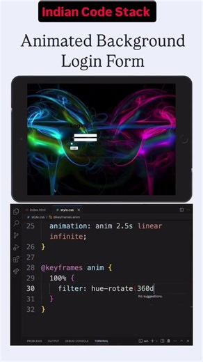 Designing a Cool Animated Login Form with HTML & CSS #indiancodestack #coding #virqlshorts#vira