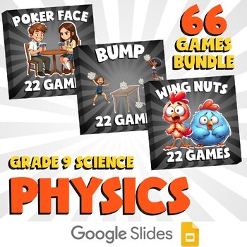 66 No Prep Science Games Bundle B - Physics - Grade 9 Review Activity