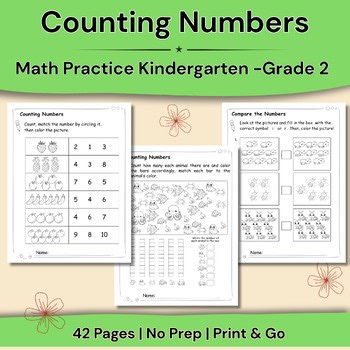 Counting Numbers Worksheets | Math Practice K–2 | 42 Pages No Prep