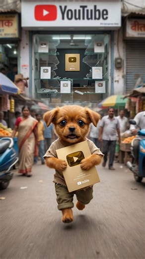 Poor puppy stoles golden play button #sad #puppy