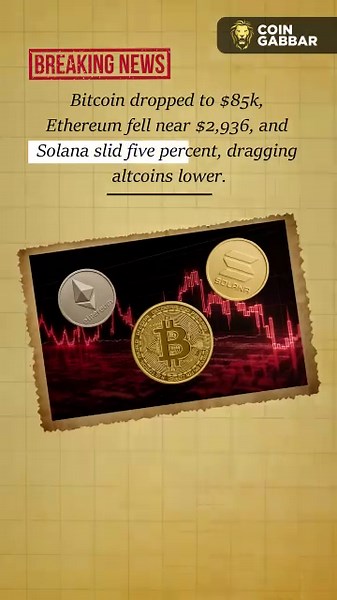 Crypto Market Falls as Bitcoin, Ethereum & Solana Face Heavy Selling