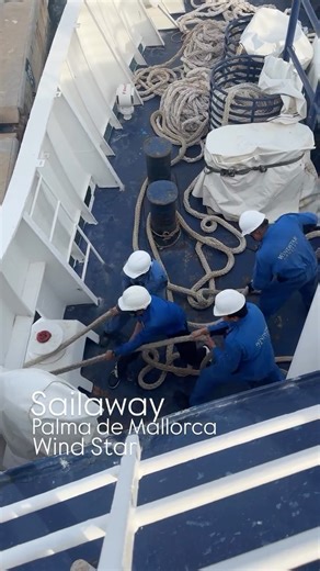 Ad • Sailaway from Palma de Mallorca ⛵️ I love being able to watch the crew sort out the ropes during Sailaway on such a small vessel like Motor Sailing Yacht Wind Star! It’s fascinating and a little bit mesmerising watching the crew pull in and tidy the ropes! #windstar #windstarcruises #sailingyacht #cruise #cruising #luxurytravel #sailaway #palmademallorca #cruisetravel | nocruisecontrol85