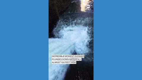 Extreme kayaker plunges almost 100 feet down waterfall