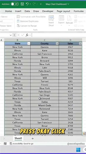 How to create Map in Excel #excel #youtube #shortsvideo #viral