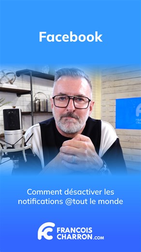 🤫Comment désactiver les notifications @tout le monde sur Facebook? 🤦 Quand on fait partie d'un groupe Facebook, il est possible pour les membres d'écrire un message pour tous. En tapant: @tout le monde, ceci tague tous les membres et envoie une notification à toutes les personnes dans le groupe. On vous explique comment désactiver les notifications pour ces mentions à tous.👉 POUR LIRE LA CHRONIQUE: 1️⃣ Allez sur mon site web FRANCOISCHARRON.COM 2️⃣ Cliquez sur la petite loupe en haut à droite