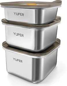 YUPER Stainless Steel Food Containers, Meal Prep Containers, Bacon Cheese Sandwich Container for Refrigerator, Stainless Steel Containers with Airtight Lids, 3 Pack (17+27+33OZ)
