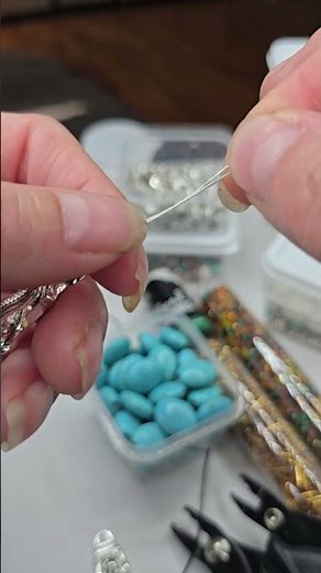Attaching a magnetic clasp to DIY jewelry using beading wire and crimp. #jewelrymaking #beading
