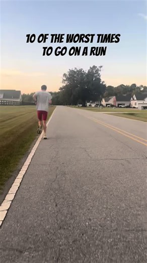10 Times Below I see runners constantly running at the wrong times and wonder why they keep constantly getting injured... These are 10 times you should avoid going for a run: 1. When you have a fever or feel sick above the neck Running with a fever can lead to serious heart problems - rest until you're completely better. 2. Right after eating a large meal or within 2 hours Your body is busy digesting and can't handle the demands of running without cramping or nausea. 3. During lightning storms o