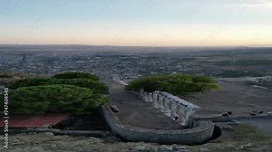 Pergamum Ancient City drone view in Bergama Town of Turkey