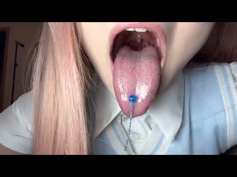 Tongue piercing with chains