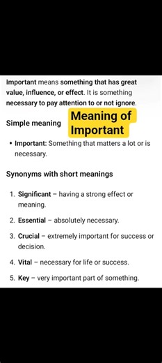 What is the meaning of important? #learnenglish