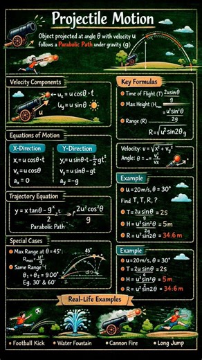 Projectile Motion Class 11 🚀 Complete Notes | All Formulas & Numericals #physics #shorts