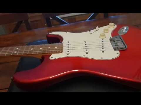 1995 FENDER AMERICAN STANDARD STRATOCASTER CRIMSON BURST TRANS RED USA STRAT GUITAR UP CLOSE REVIEW