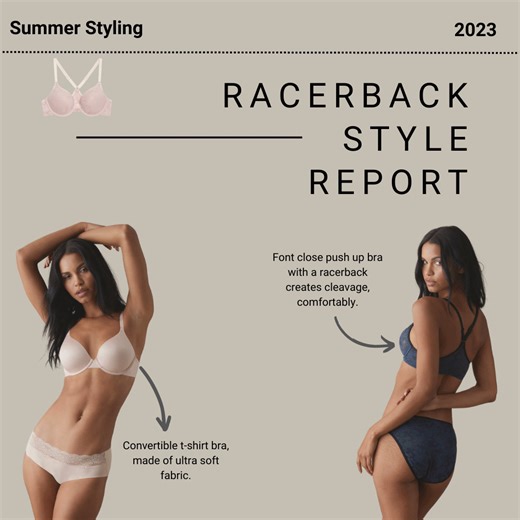 STYLE REPORT VOL.2: RACERBACK Looking for the perfect bra to wear under tricky, shoulder-baring tops? Swipe to see how you can style b.tempt'd racerback bras this summer! https://bit.ly/3qstBbh | b.tempt'd