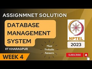 Database Management System Week 4 Assignment 4 Solution | NPTEL | Swayam | Jul - Dec 2023