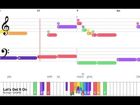 Let’s Get It On (Bb)– Super Easy Piano with Lyrics and Chords