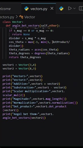 I Built a Vector Class in Python (Addition, Dot product & More) #python #coding #vectormath #oop