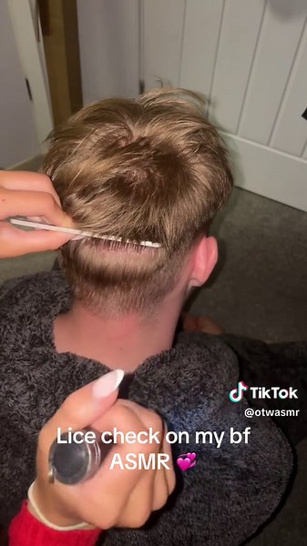 Lice check on my bf ASMR 💞 #asmr #asmrsounds #beginnerasmr #lofiasmr #fastasmr #agressiveasmr #personalattention #licecheck #licecheckasmr